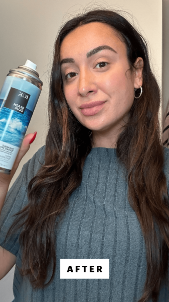Trakoshis after applying the IGK Beach Club Touchable Texture Spray