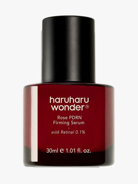 Haruharu Wonder Rose PDRN Firming Serum with Retinal in branded component on a light gray background