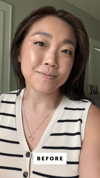 Lee before applying the Fwee Glitz Stone Highlighter