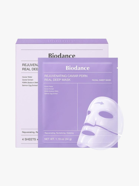 Biodance Rejuvenating Caviar PDRN Real Deep Mask in branded component on a light gray background